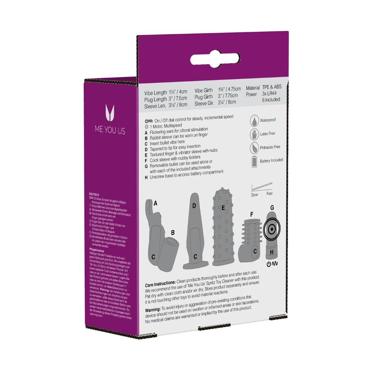 Вибромассажер для пар в наборе с насадками Me You Us  Foreplay Couples Kit