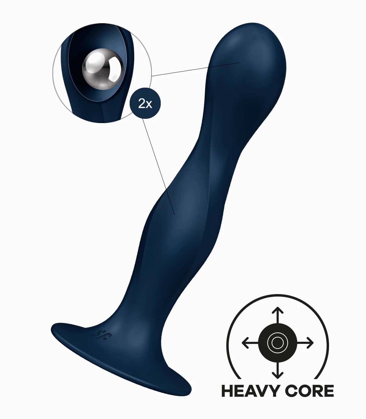 Стимулятор с двумя металличискими шариками в стволе Double Ball-R (dark blue)