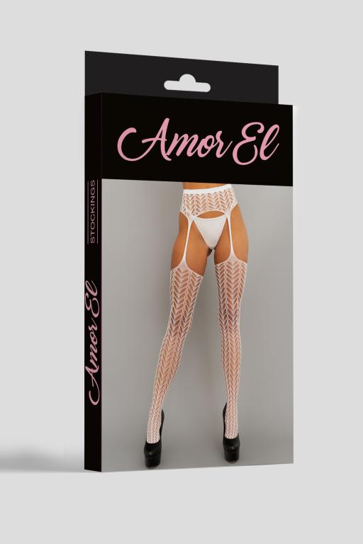 Чулки с поясом Amor EL (S/L) белый
