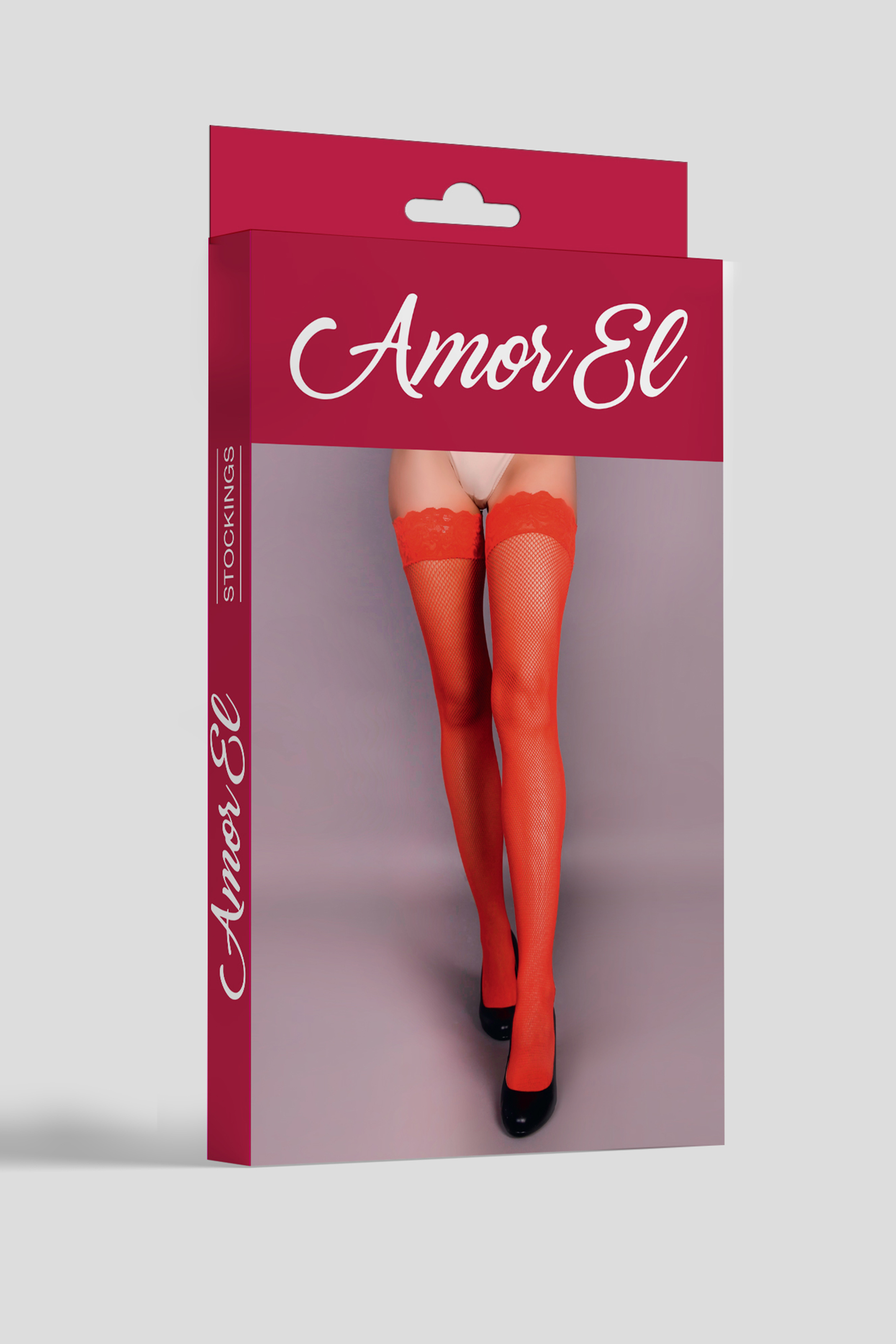 Чулки в мелкую сетку ROSA VINTAGE с рисунком сзади S/L красные