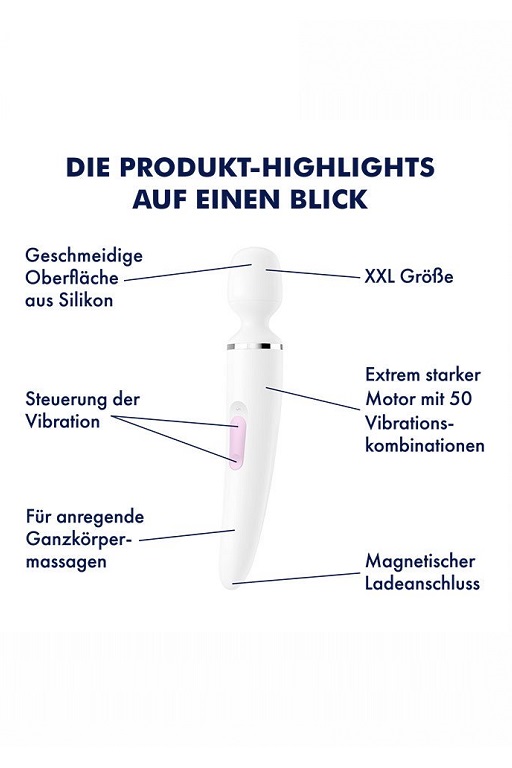 Универсальный вибромассажер Satisfyer Wand-er Woman (White/Chrome)
