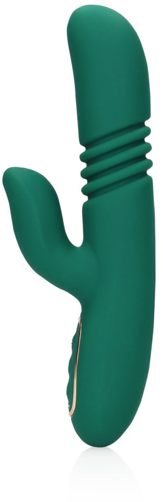 Вибратор-кролик с функцией пенетрации Thrusting and Warming Rabbit Vibrator (зелёный)