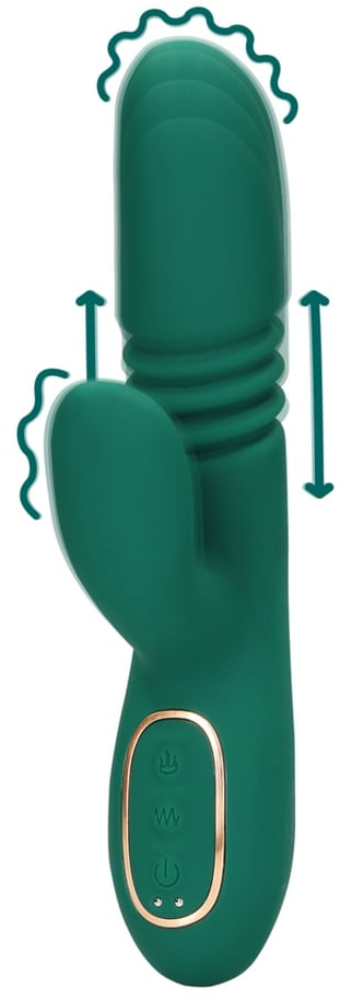 Вибратор-кролик с функцией пенетрации Thrusting and Warming Rabbit Vibrator (зелёный)