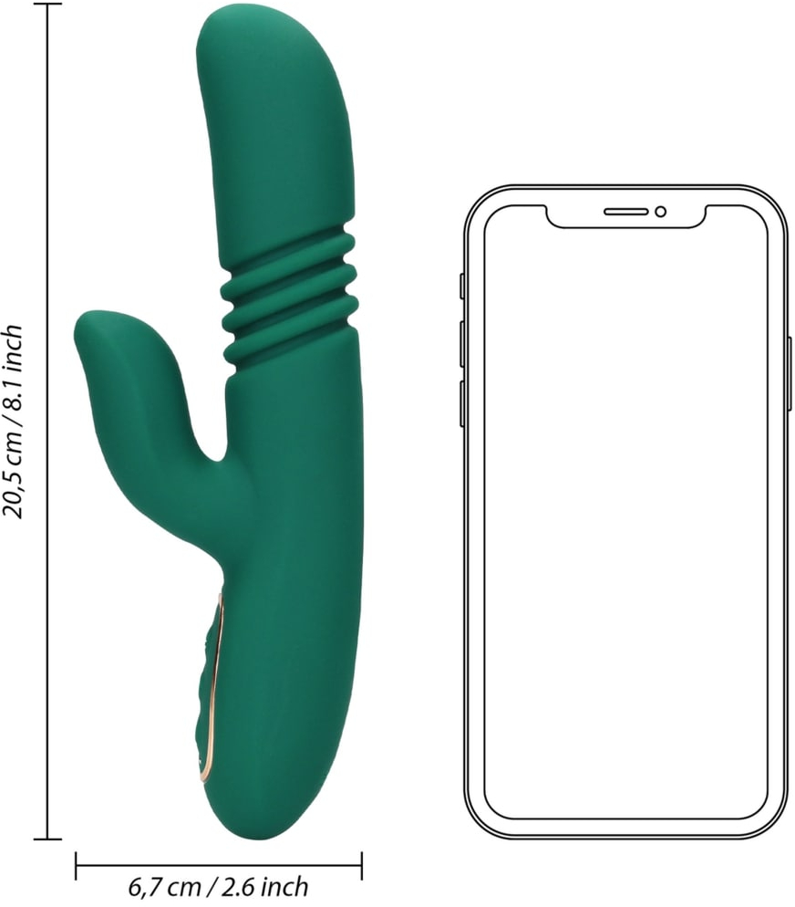 Вибратор-кролик с функцией пенетрации Thrusting and Warming Rabbit Vibrator (зелёный)
