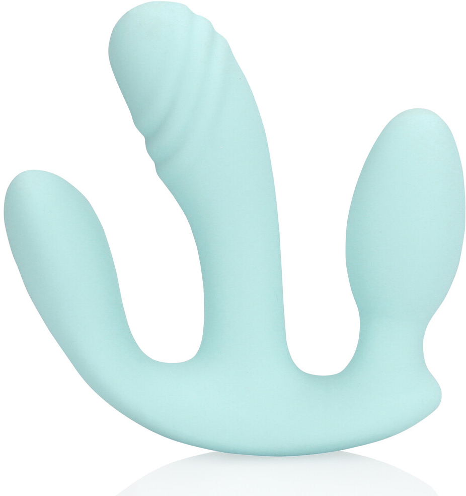 Вибратор «Три в одном» из жидкого силикона — Breezy Blue