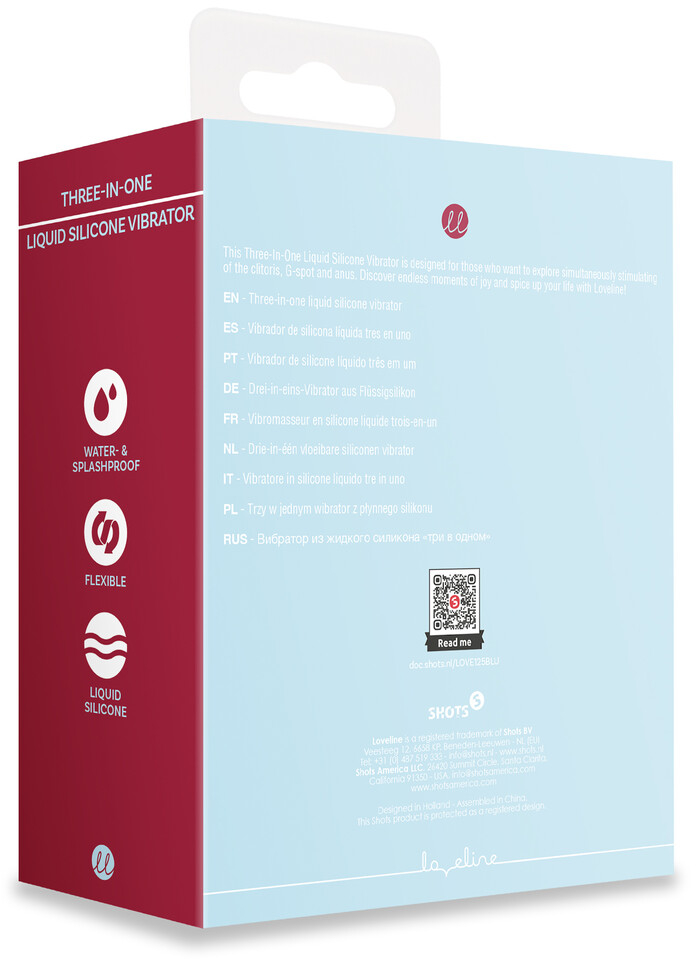 Вибратор «Три в одном» из жидкого силикона — Breezy Blue