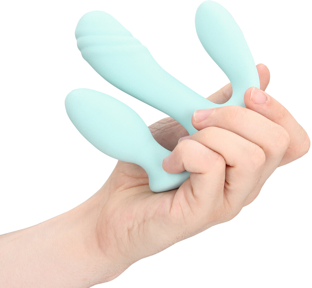 Вибратор «Три в одном» из жидкого силикона — Breezy Blue