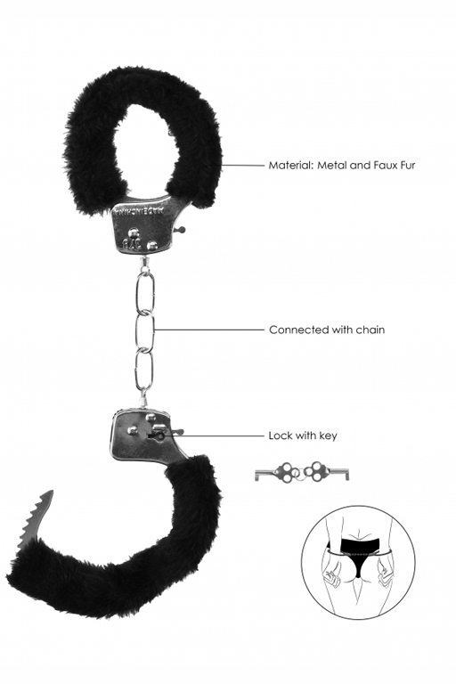 Металлические наручники с меховой обивкой Pleasure Handcuffs Furry