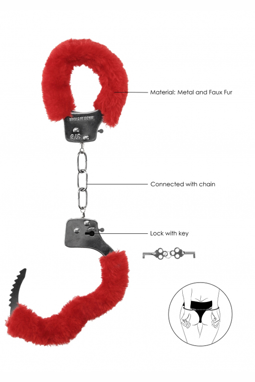 Металлические наручники с меховой обивкой Pleasure Handcuffs Furry