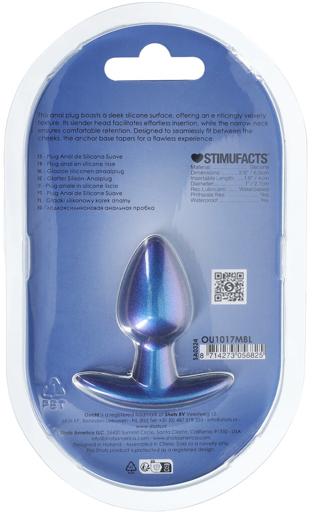 Анальная пробка из силикона S- Metallic Blu