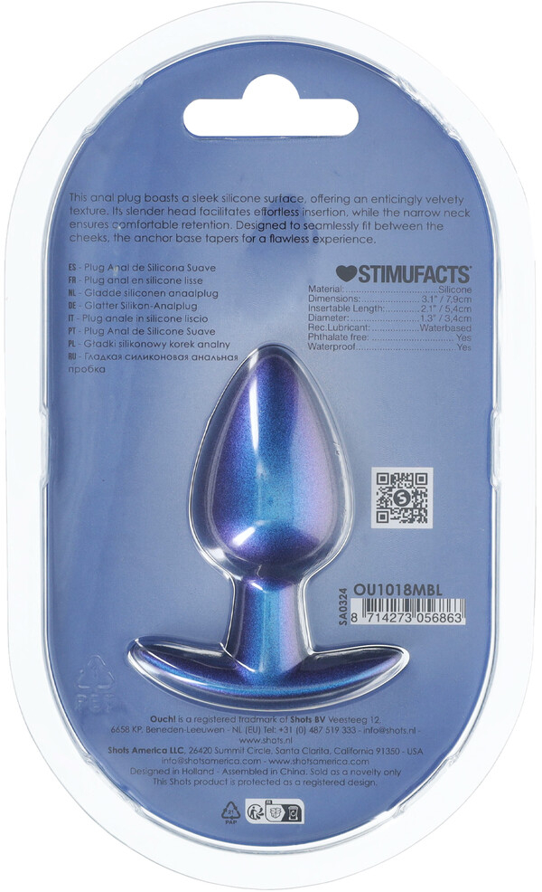 Анальная пробка из силикона M - Metallic Bl