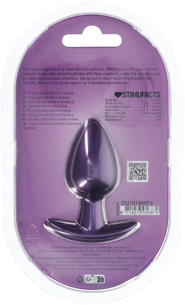 Анальная пробка из силикона M - Metallic Pu