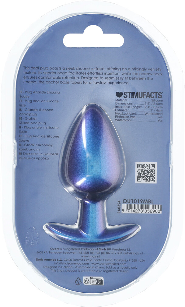 Анальная пробка из силикона L - Metallic Blu