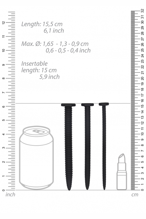 Набор из трех стимуляторов уретры (струн) Silicone Screw Plug Set