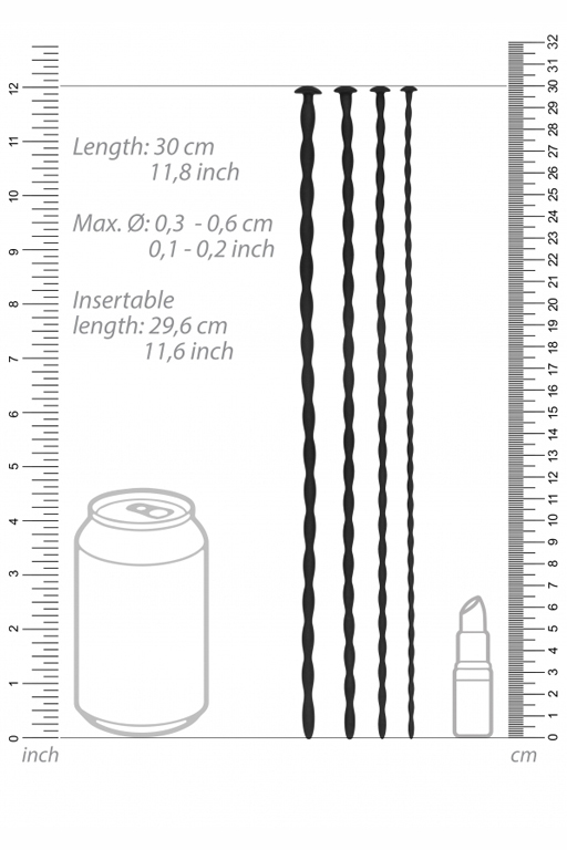 Набор из четырех стимуляторов уретры (струн) Spiral Screw Plug Set