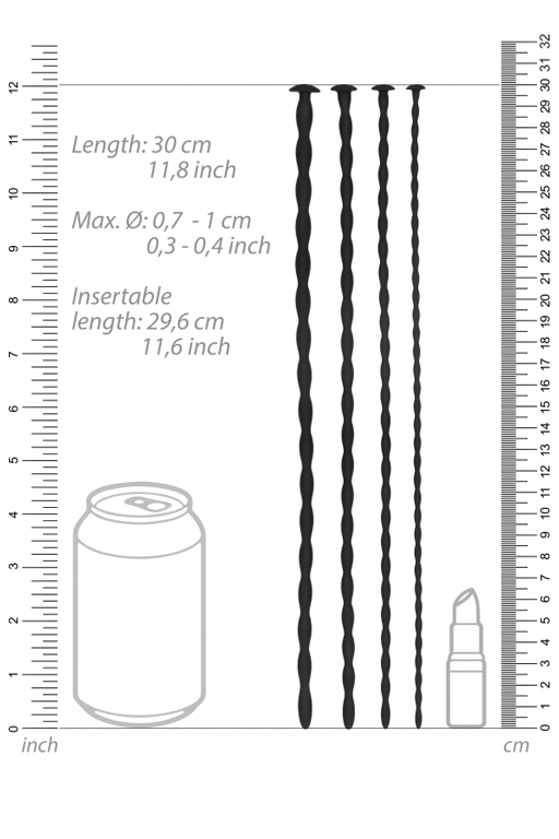 Набор из четырех стимуляторов уретры (струн) Silicone Spiral Screw Plug Set - Advanced