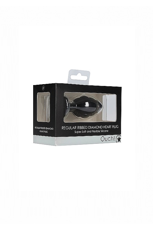 Анальная пробка Regular Ribbed Diamond Heart Plug