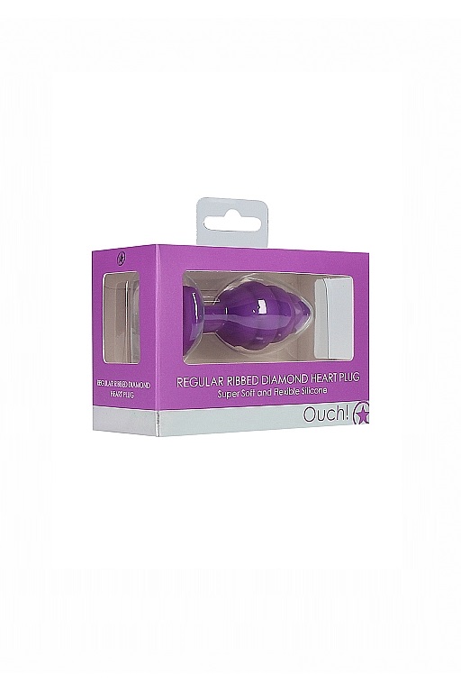Анальная пробка Regular Ribbed Diamond Heart Plug