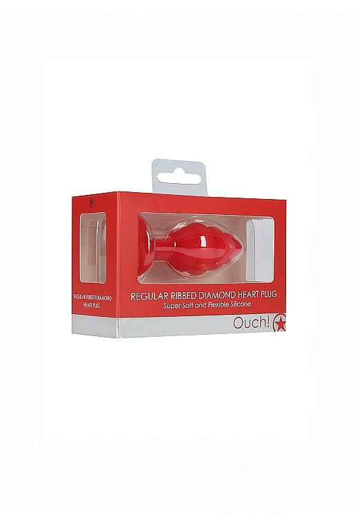 Анальная пробка Regular Ribbed Diamond Heart Plug