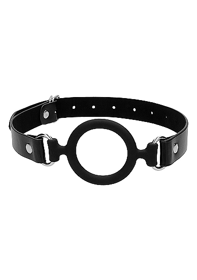 Кляп-кольцо с кожанными ремешками  Silicone Ring Gag - with Leather Straps