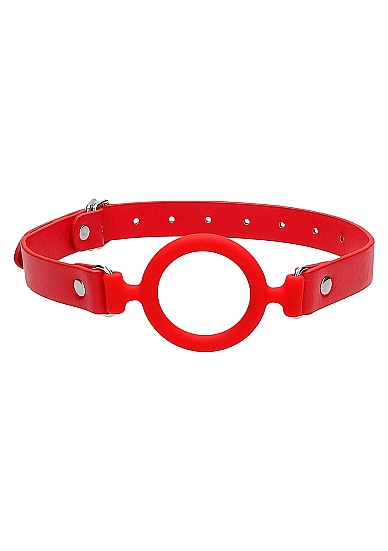 Кляп-кольцо с кожанными ремешками  Silicone Ring Gag - with Leather Straps