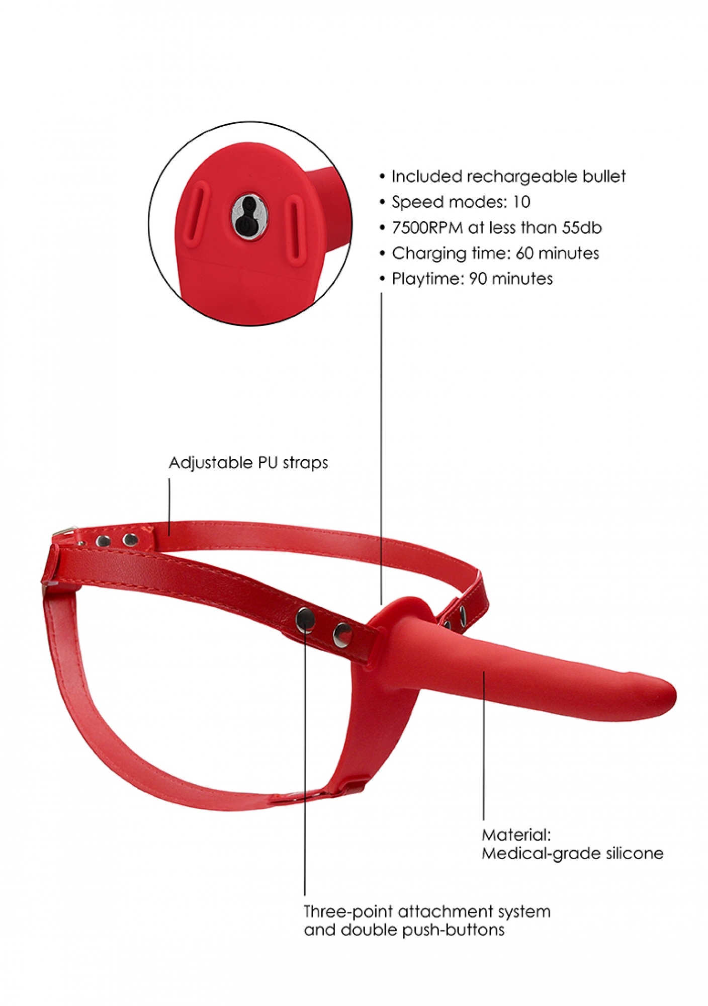 Страпон Adjustable с вибрацией