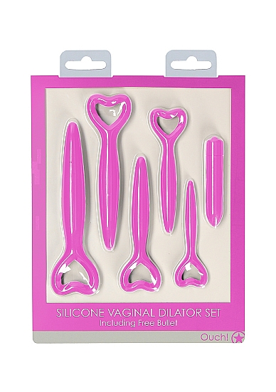 Набор вагинальных расширителей с вибропулей Silicone Vaginal Dilator Set