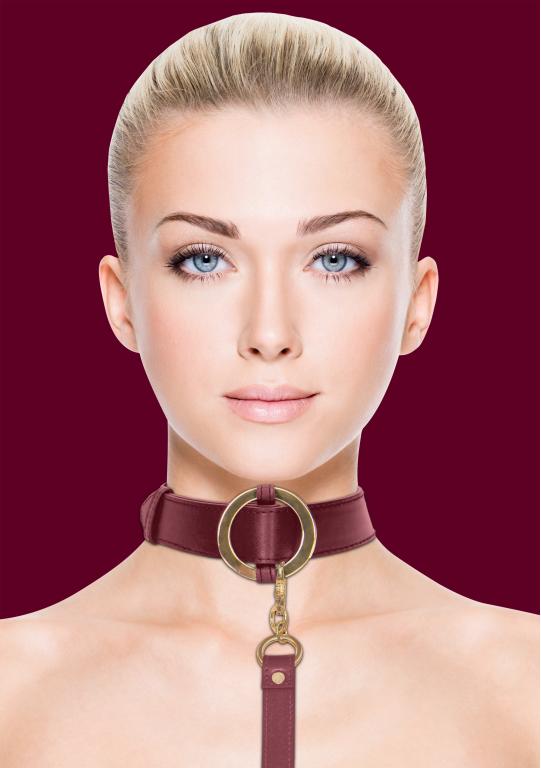 Ошейник с поводком Ouch Ouch! - Collar With Leash - Burgundy