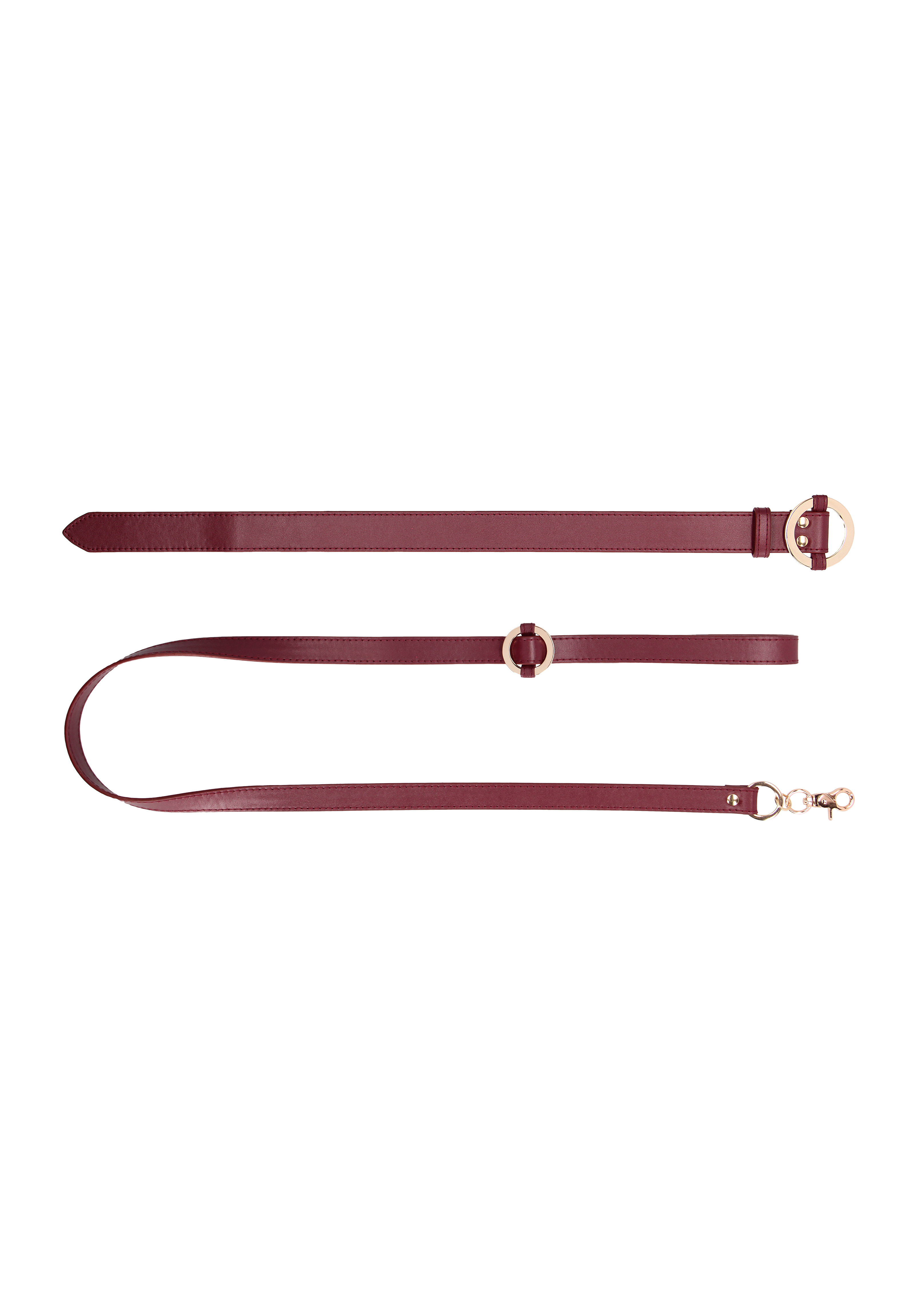 Ошейник с поводком Ouch Ouch! - Collar With Leash - Burgundy