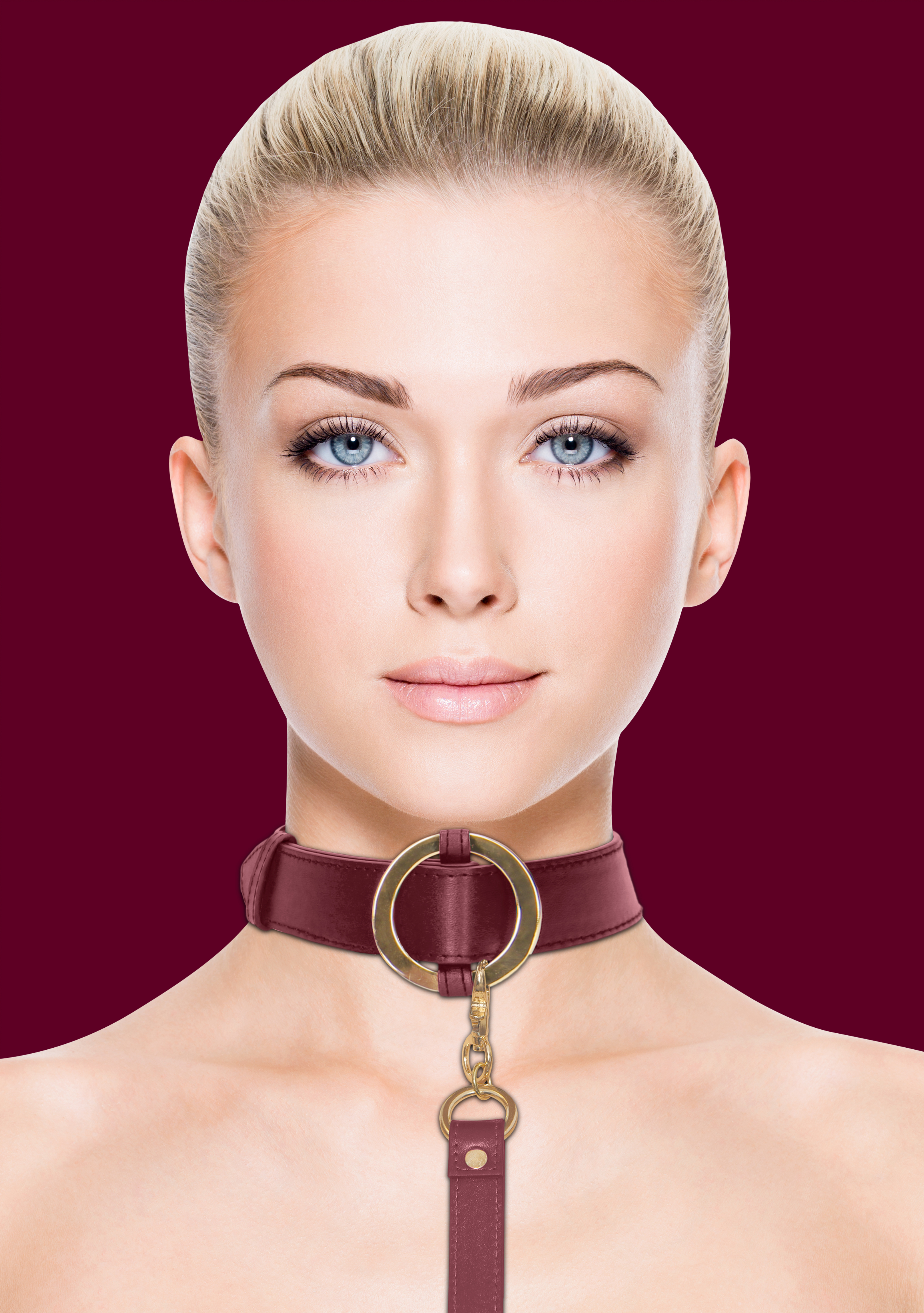 Ошейник с поводком Ouch Ouch! - Collar With Leash - Burgundy