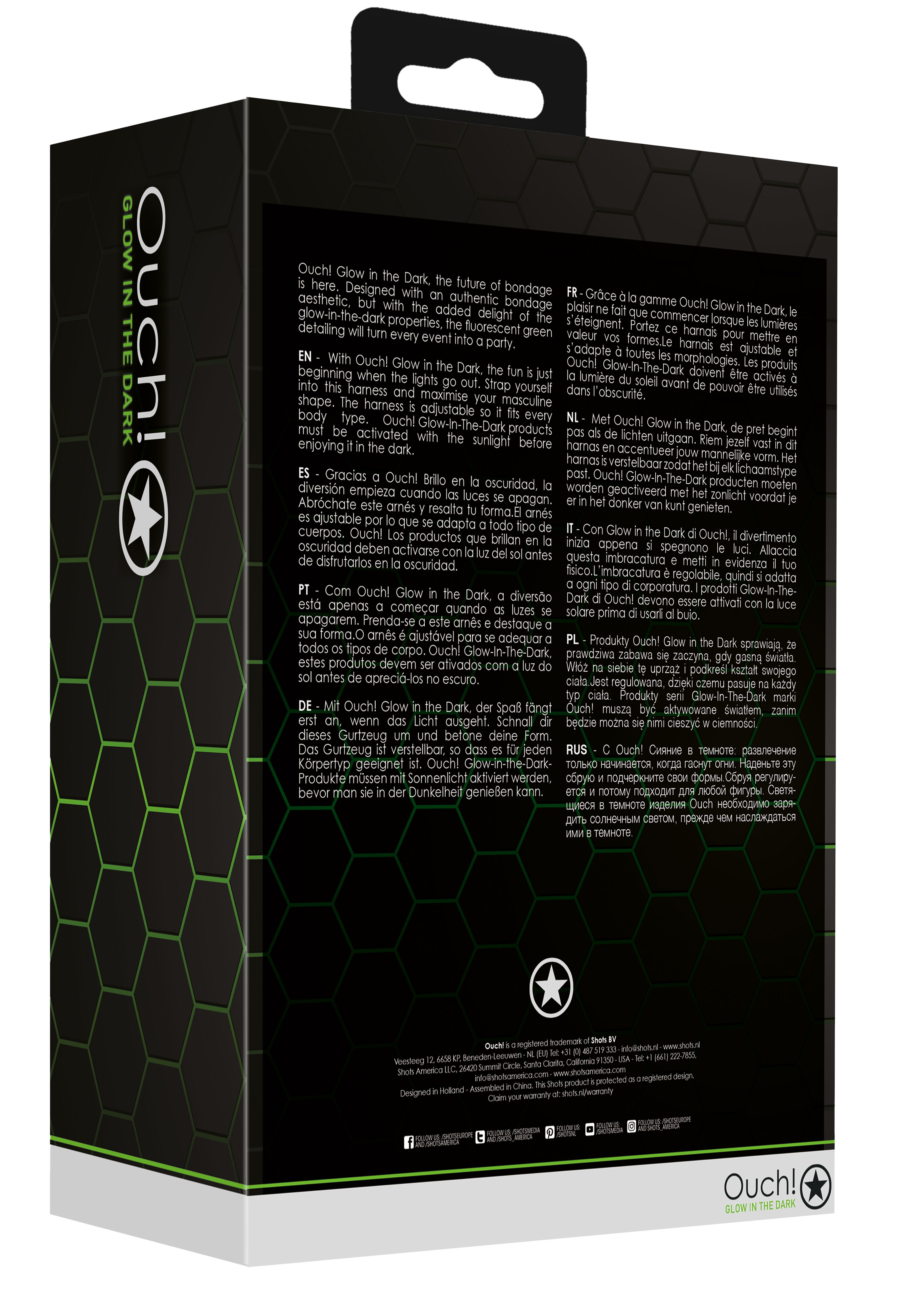 Портупея Body Harness - Glow in the Dark (S/M)