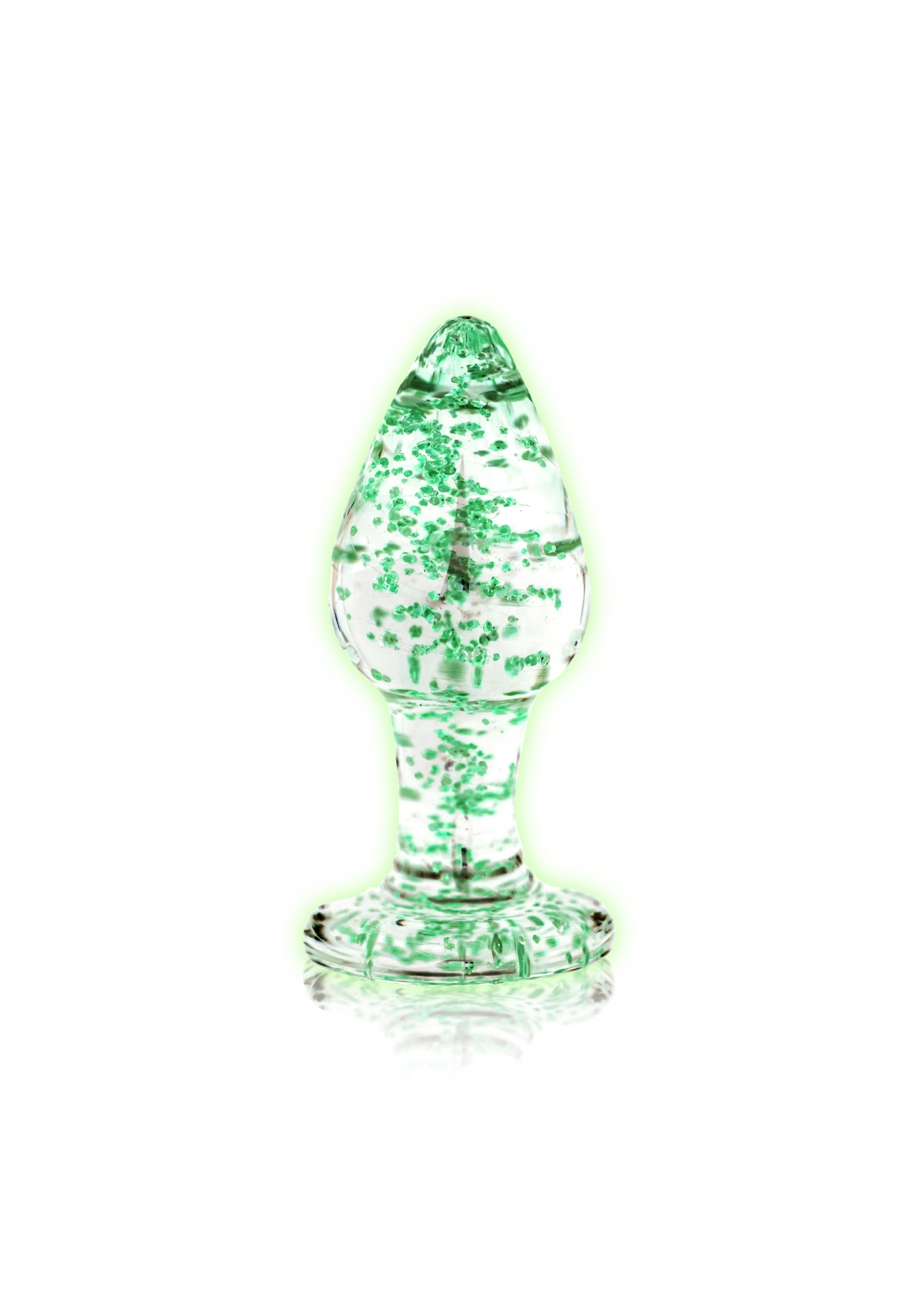 Анальная пробка Glass Butt Plug - Glow in the Dark - Large -  Clear