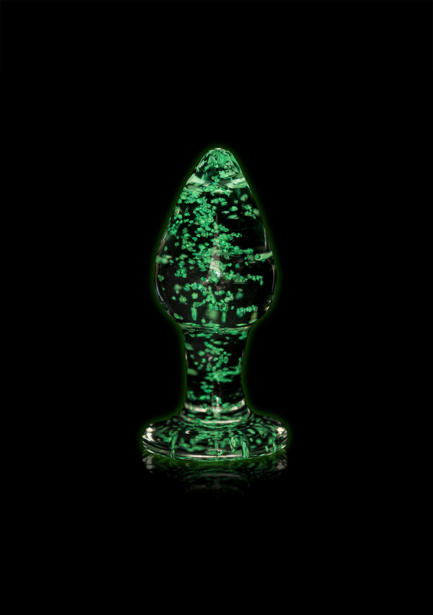 Анальная пробка Glass Butt Plug - Glow in the Dark - Large -  Clear