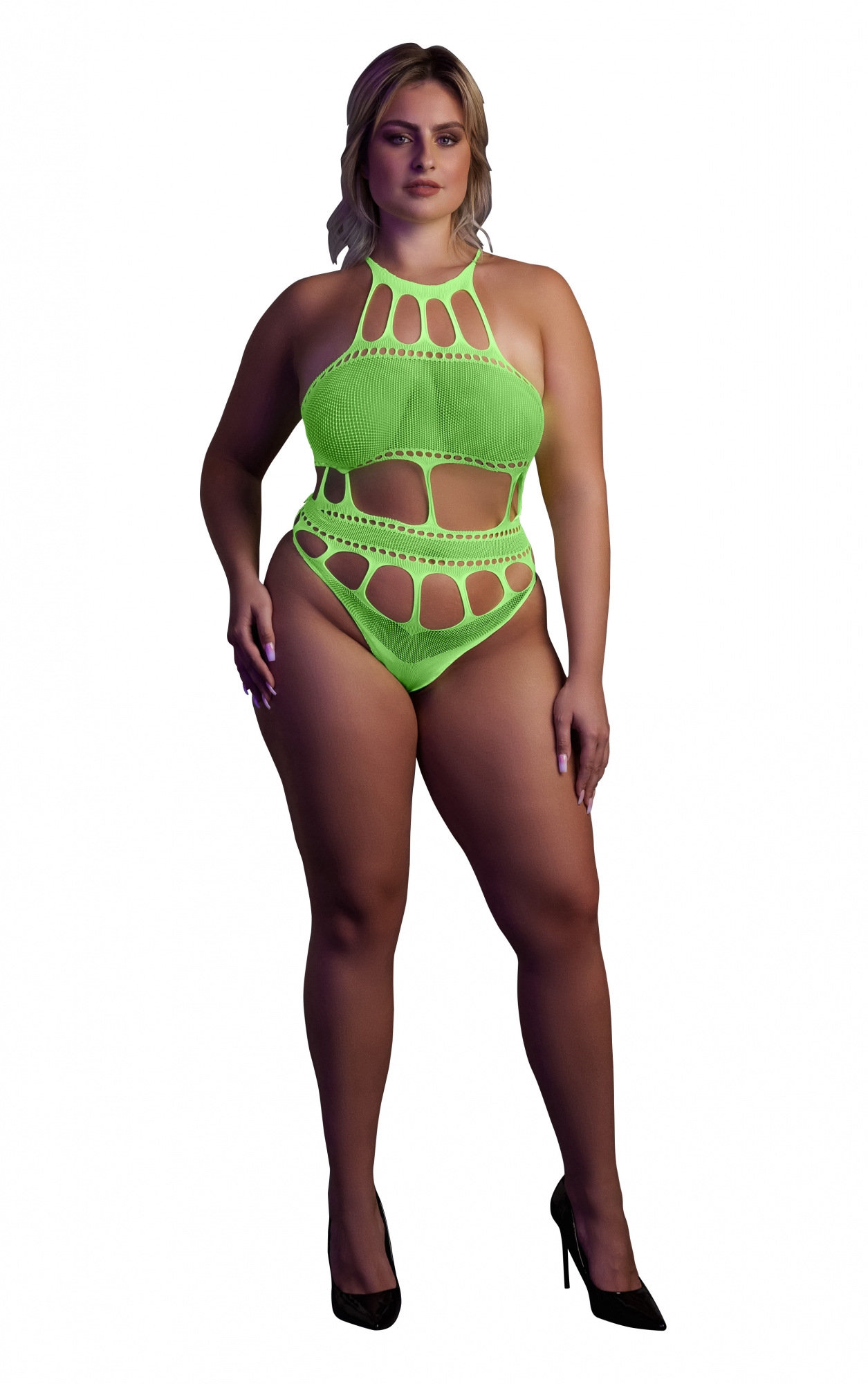 Боди with Grecian Neckline - Neon Green - XL/XXXXL