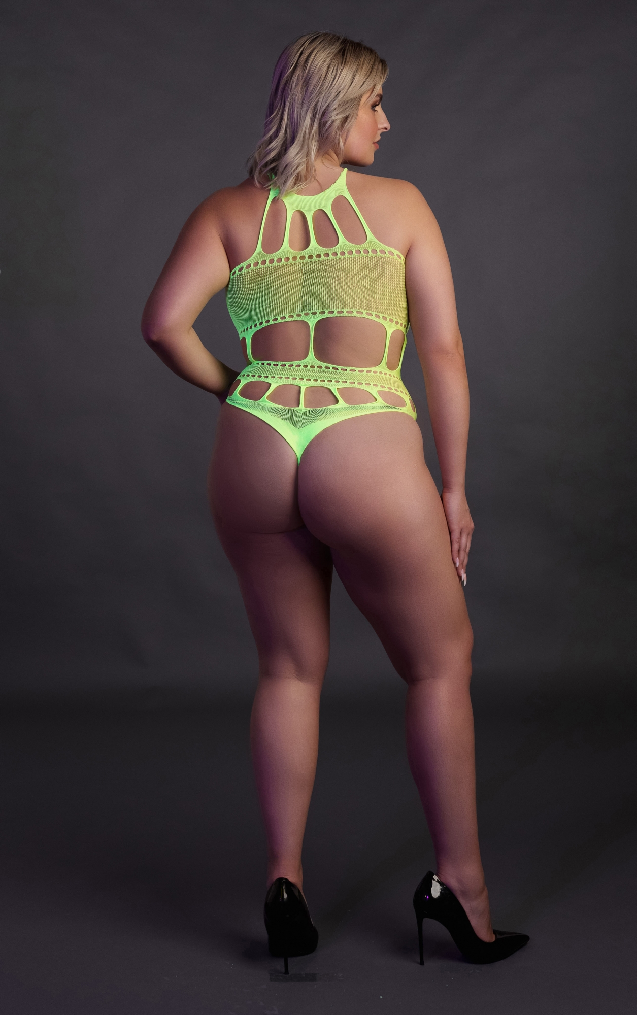 Боди with Grecian Neckline - Neon Green - XL/XXXXL
