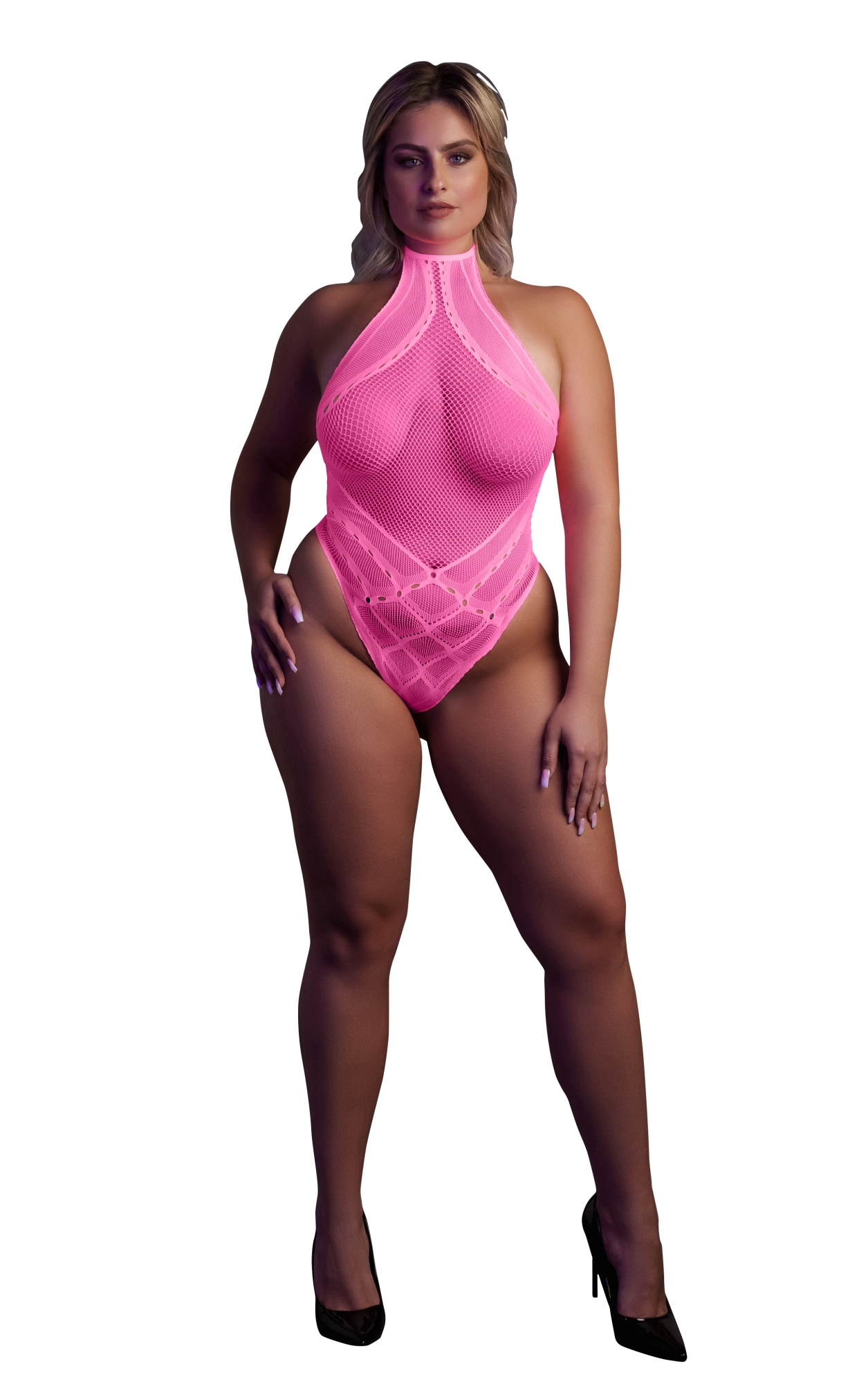 Боди with Halter Neck - Neon Pink - XL/XXXXL