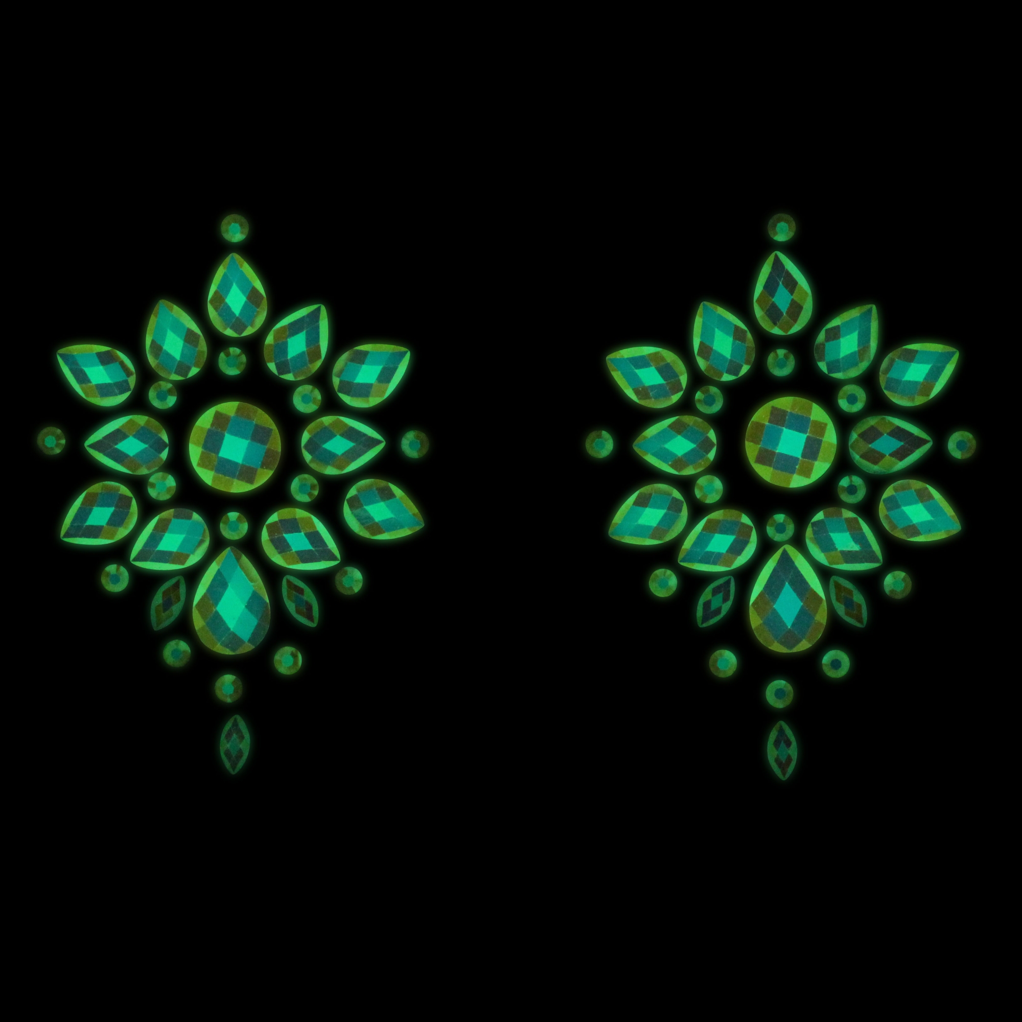 Декоративное украшение (камни) на клеевой основе Body Jewelry Stickers - Nipples - Glow in the Dark