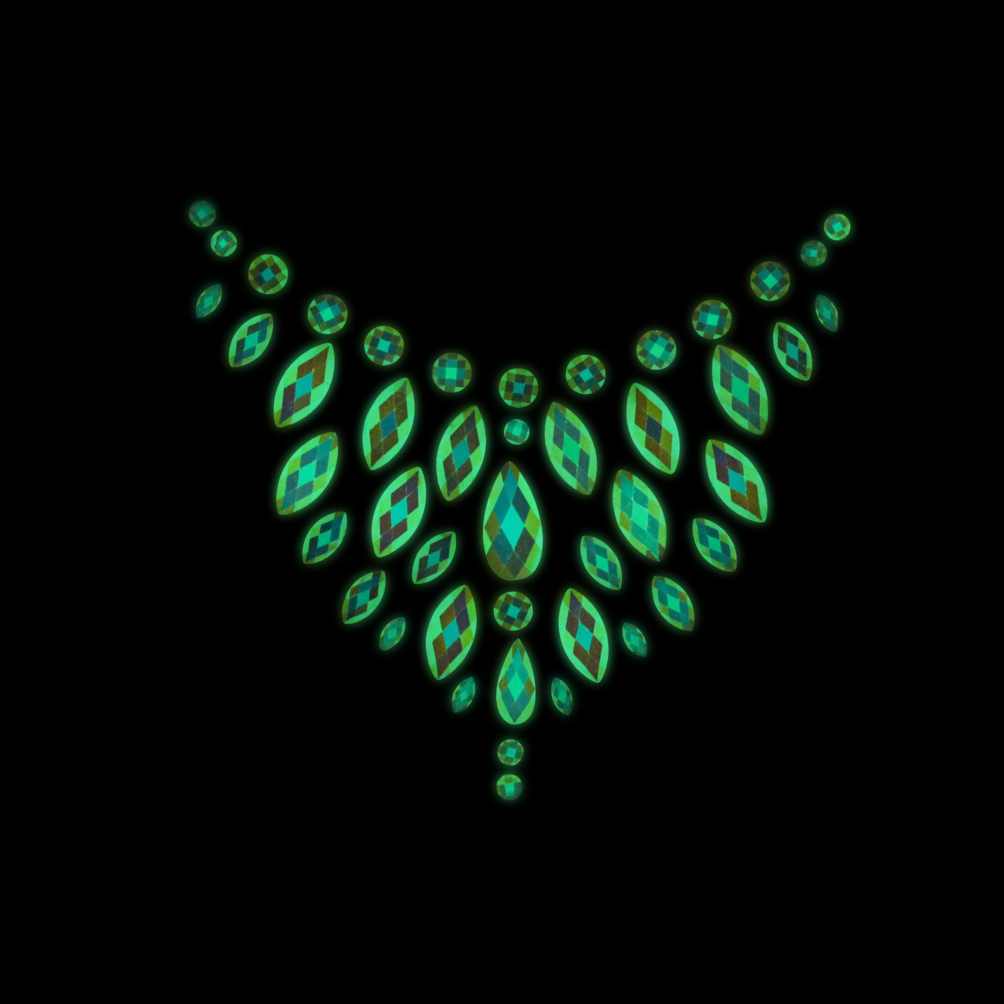 Декоративное украшение (камни) на клеевой основе Body Jewelry Stickers - Chest - Glow in the Dark -