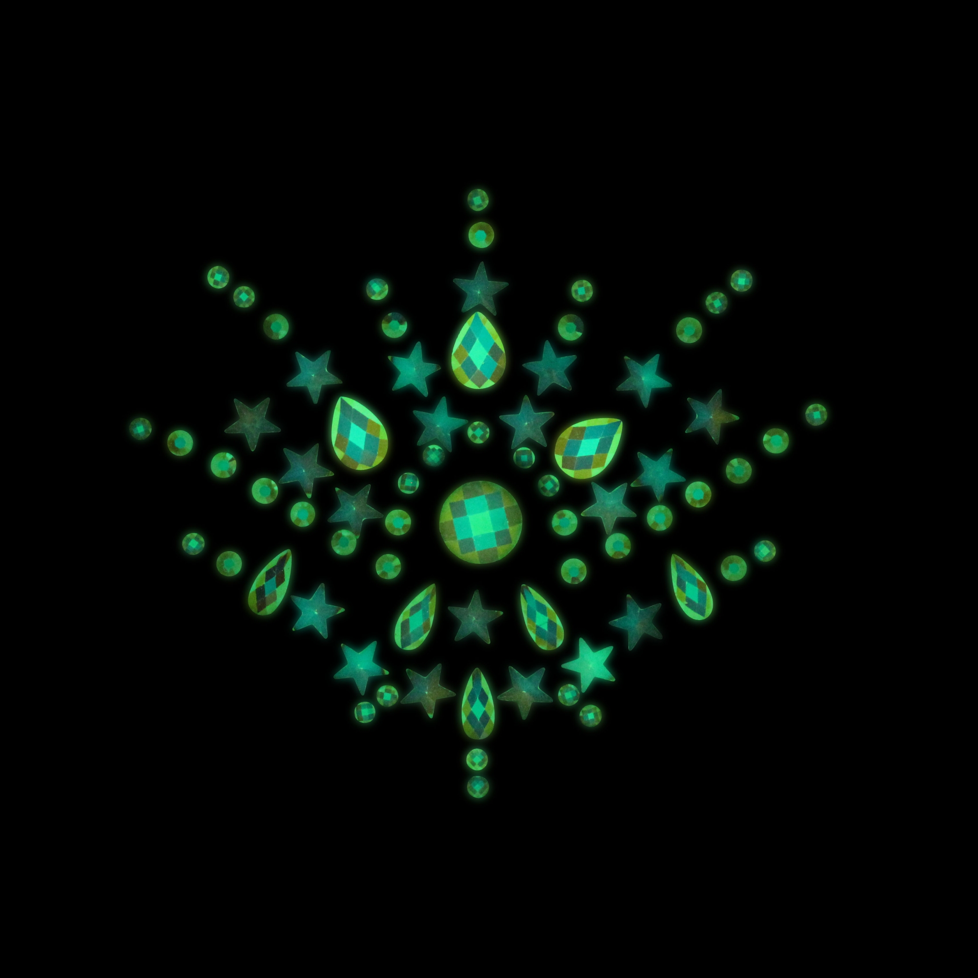 Декоративное украшение (камни) на клеевой основе Body Jewelry Stickers - Chest - Glow in the Dark -