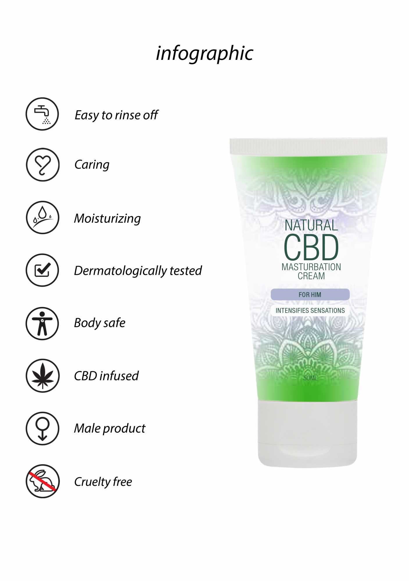 Крем для мастурбации для Него Natural CBD - 50 ml