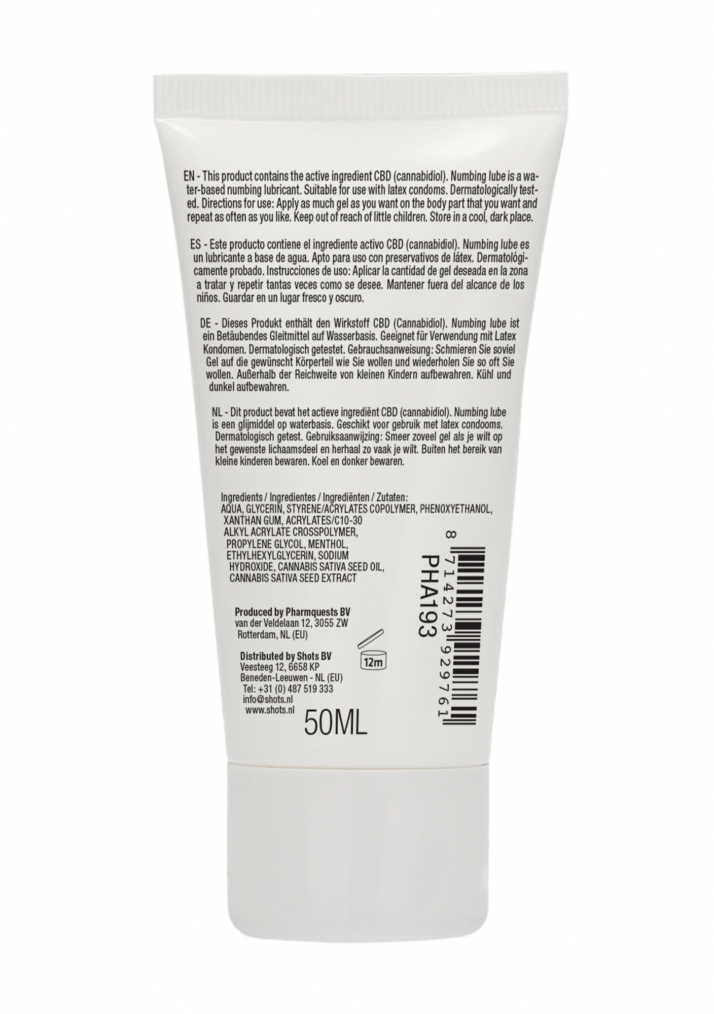 Лубрикант снижающий чувствительность Numbing Natural CBD - 50 ml