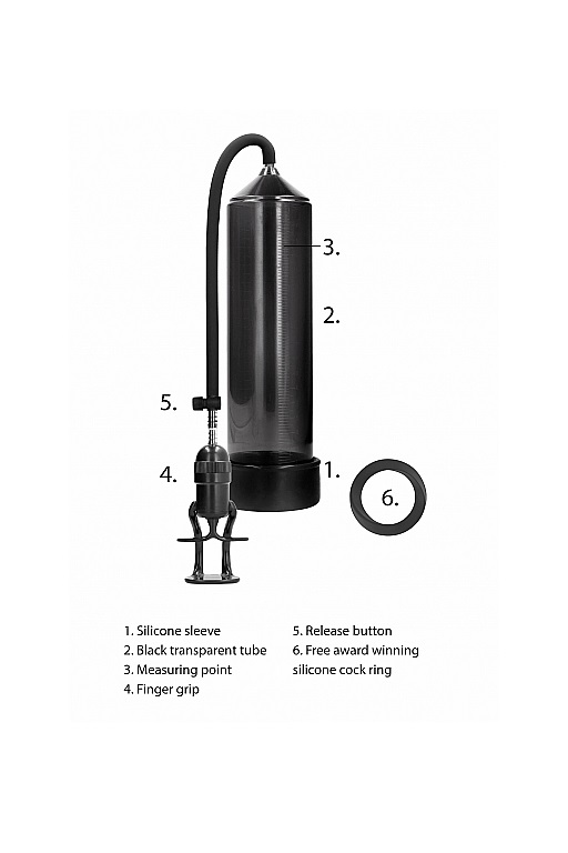 Ручная вакуумная помпа для мужчин с насосом в виде поршня Deluxe Beginner Pump