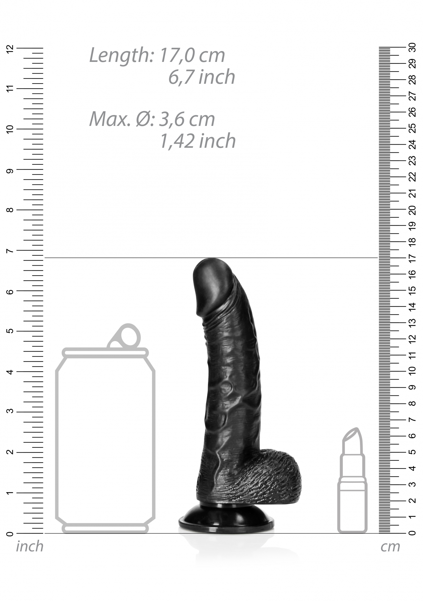 Фалоимитатор  Curved Realistic Dildo  Balls  Suction Cup - 6''/ 15,5 cm