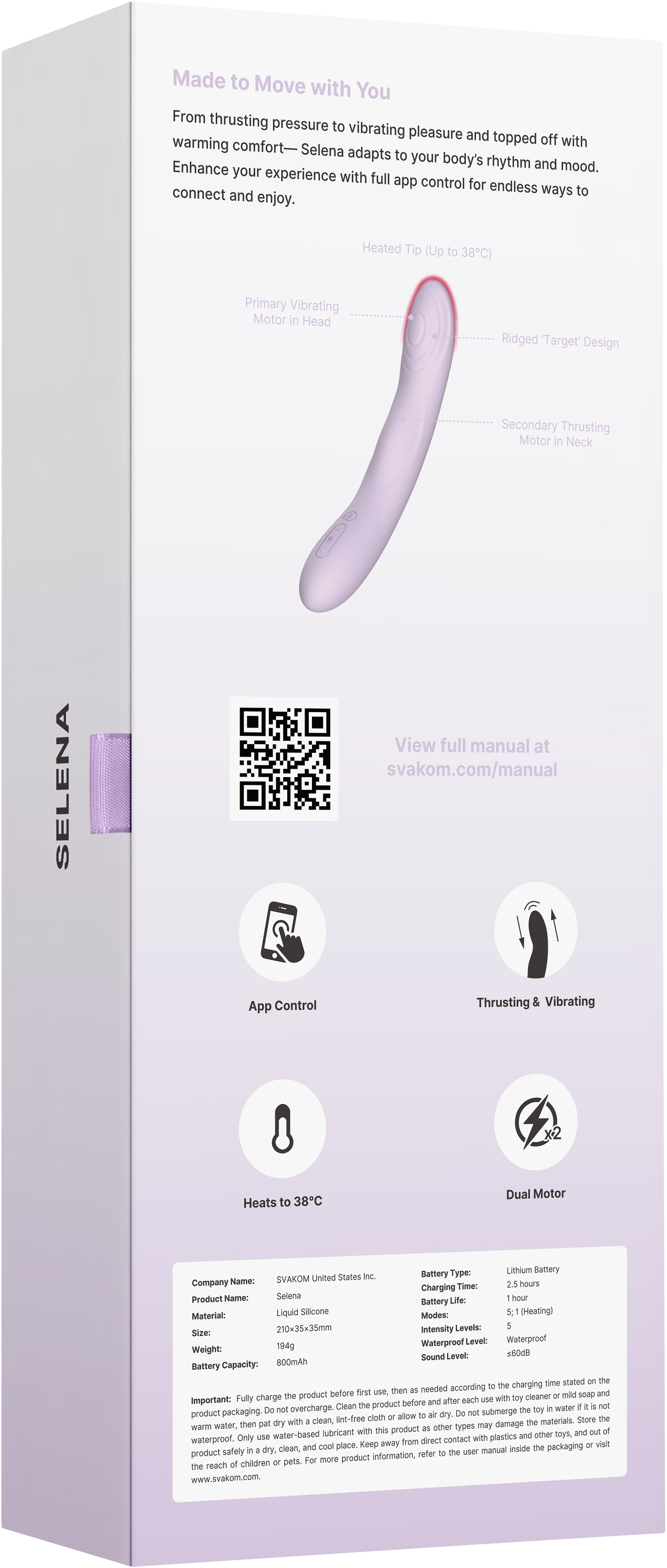 Интерактивный вибромассажер Selena с функцией пенетрации