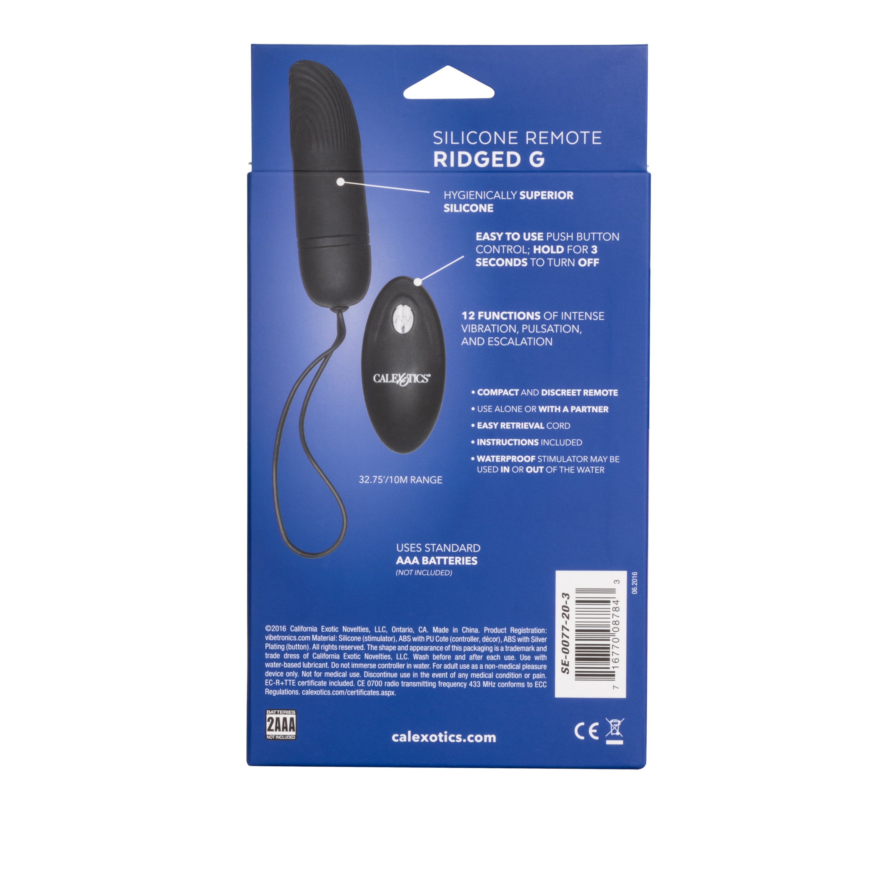 Компактный стимулятор точки G с управлением при помощи пульта Silicone Remote Ridged G
