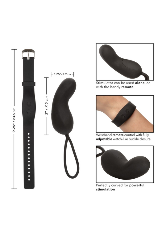 Компактный вибромассажер с управлением при помощи браслета Wristband Remote Curve