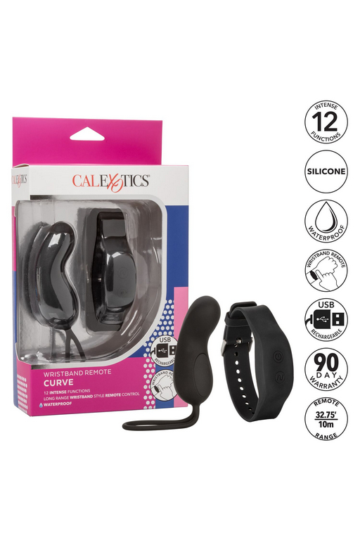 Компактный вибромассажер с управлением при помощи браслета Wristband Remote Curve