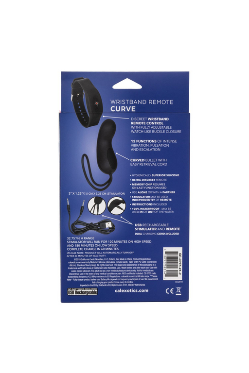 Компактный вибромассажер с управлением при помощи браслета Wristband Remote Curve