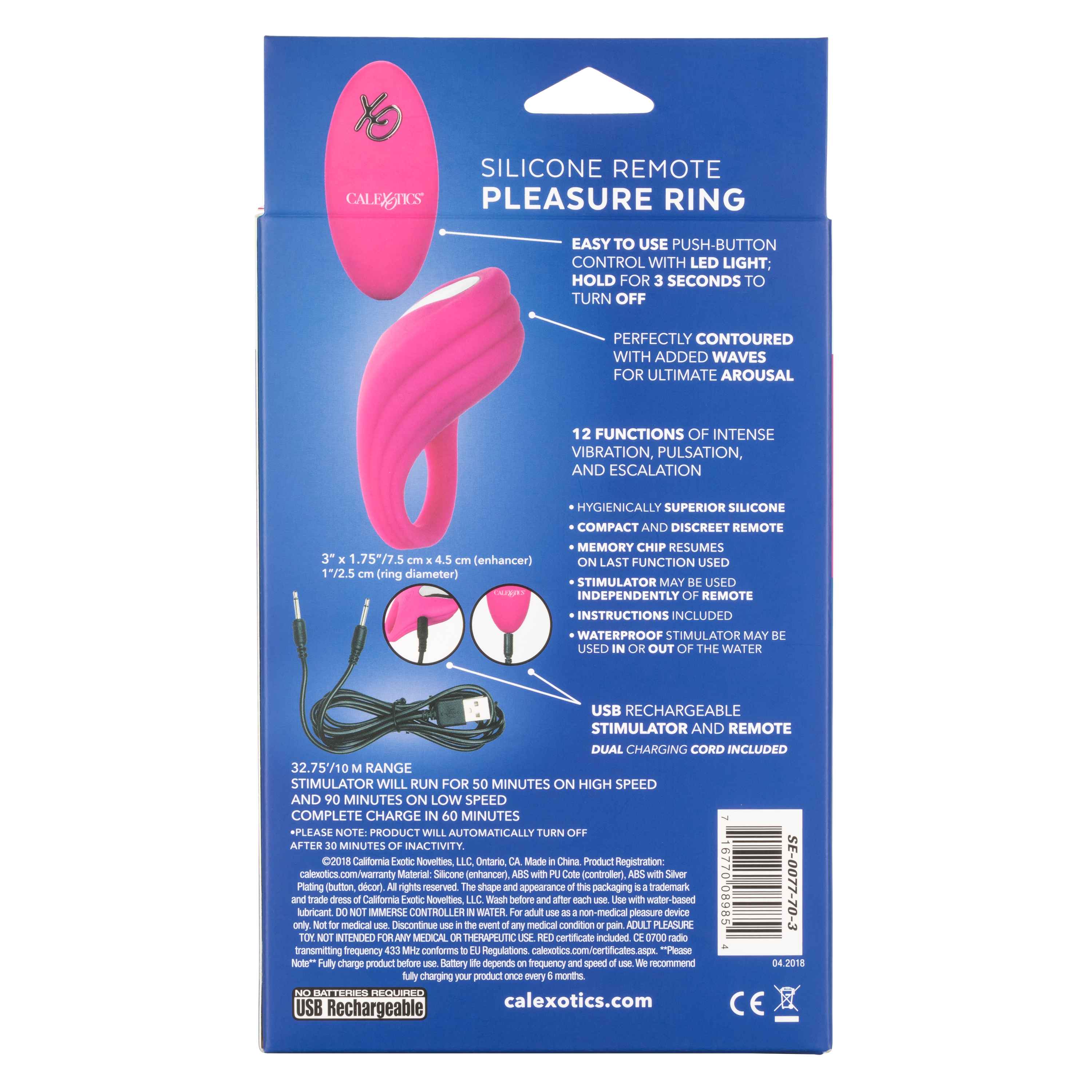 Эрекционное виброкольцо с управлением при помощи пульта Silicone Remote Pleasure Ring