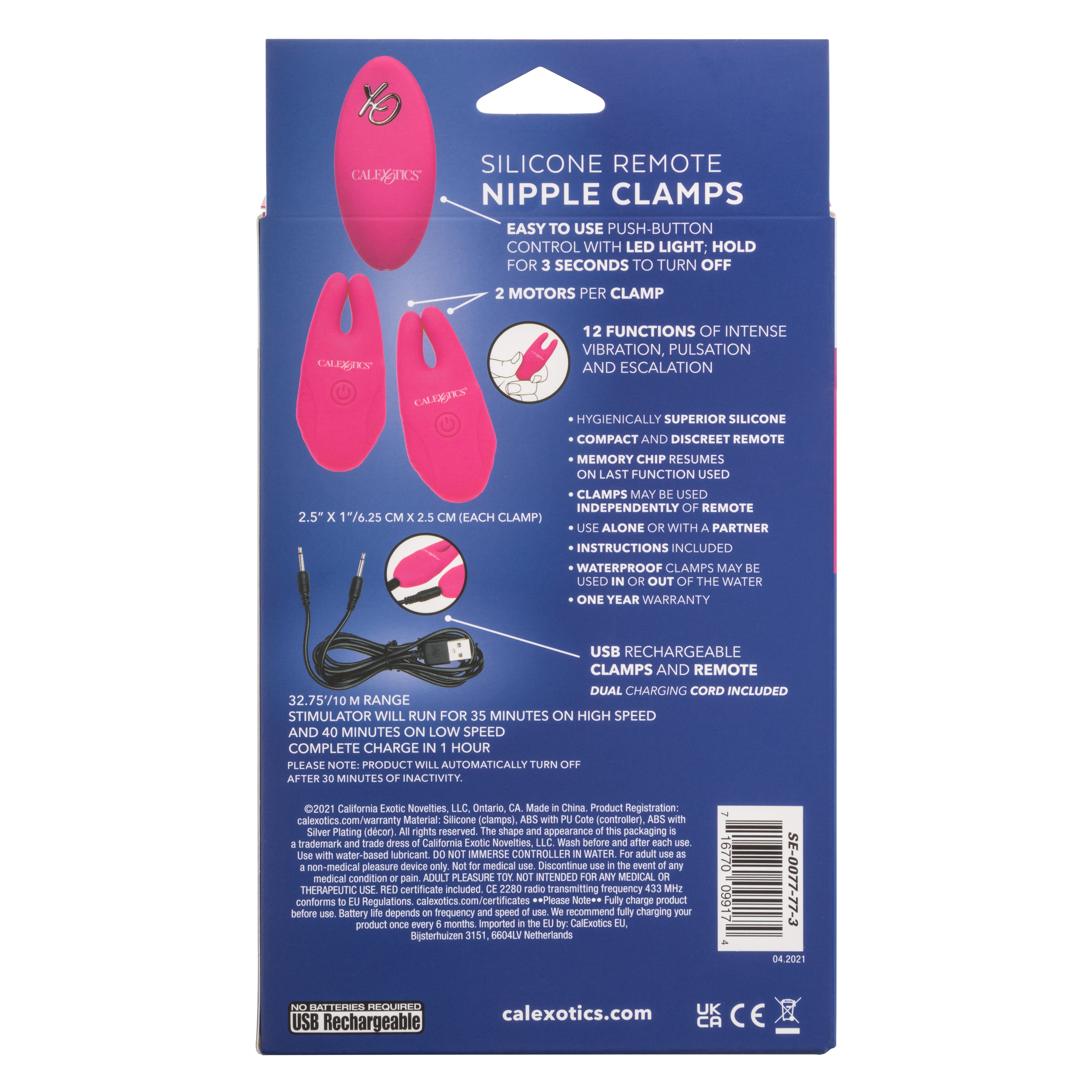 Зажимы для сосков с дистанционным управлением REMOTE NIPPLE CLAMPS (розовые)